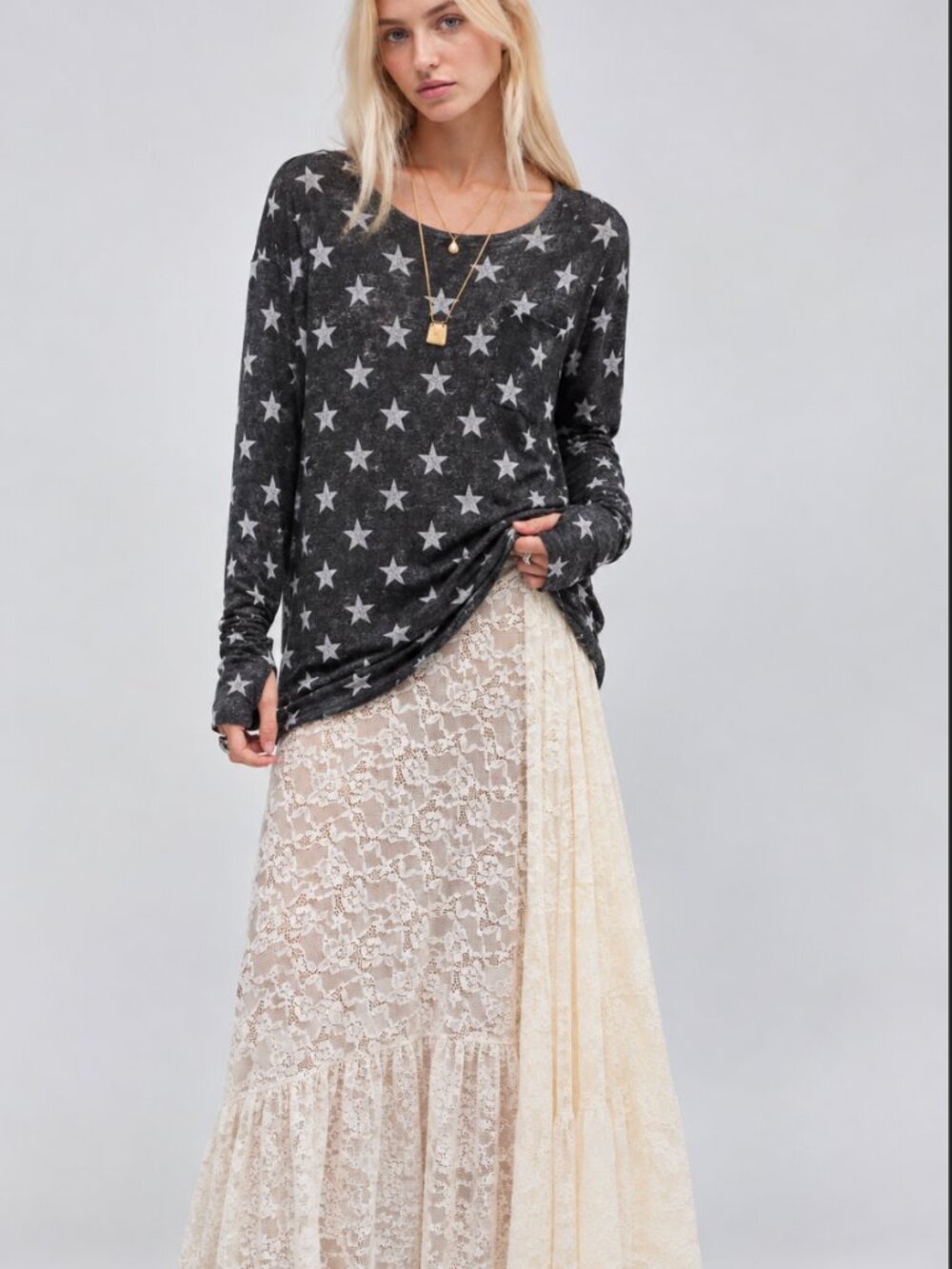 LUCKY BRAND STAR LONG SLEEVE TOP